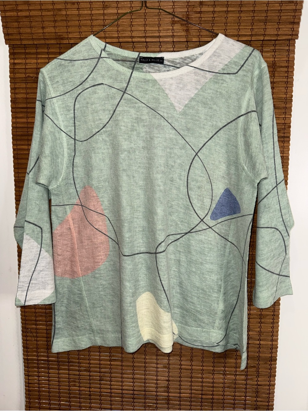 Nally & Millie Sage Abstract Print Sweater